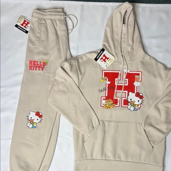 Hello Kitty Women’s Beige Sweatpants with Red Accents - Picture 1 of 8